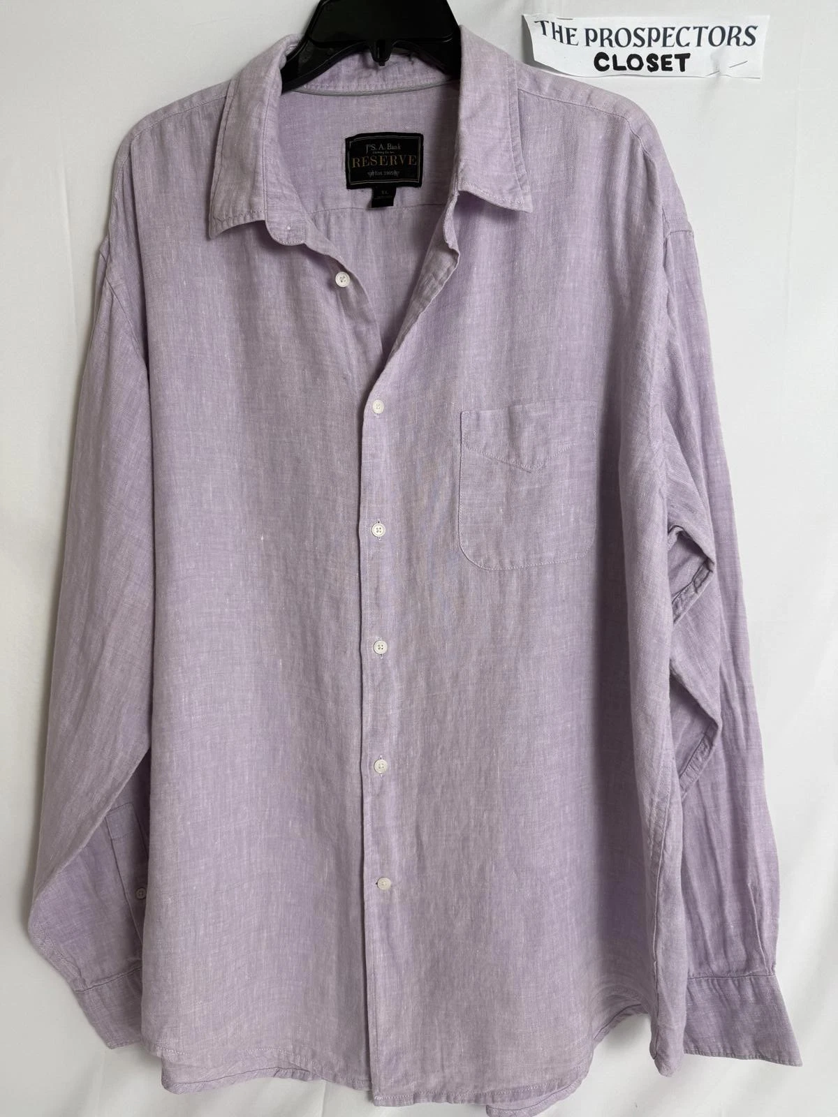 JoS A Bank Reserve XL Linen Men's Casual Long Sleeve Shirt Lavender
