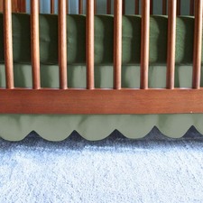 100 Microfiber Scalloped Crib Skirt 28"x 52" with 16" Inch Drop Lenght with 4