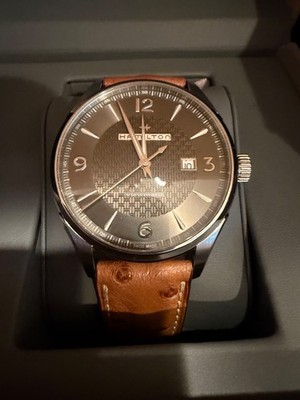Hamilton Jazzmaster Viewmatic 44mm Gray Dial Ostrich Leather Strap - H32755851