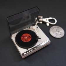 World's Coolest Dollhouse Miniature Record Player Turntable Working Keychain