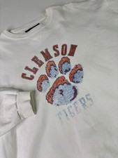Vintage Soffe Clemson University Tigers Sweatshirt Men XL Distressed Logo W Flaw