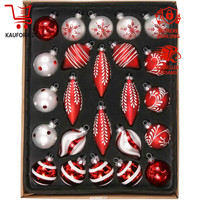 Weihnachtskugeln 24 StüCk Glas Rot Weiß Christbaumschmuck Deko Weihnachten