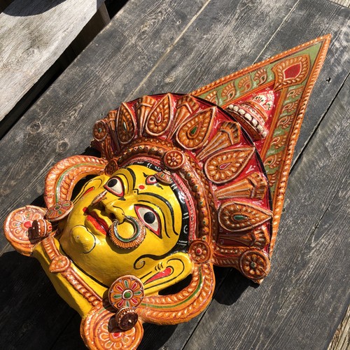 Vintage Indian God Papier-Mâché Mask Wall Hanging Large Size Ornate Tribal Art - Picture 16 of 20