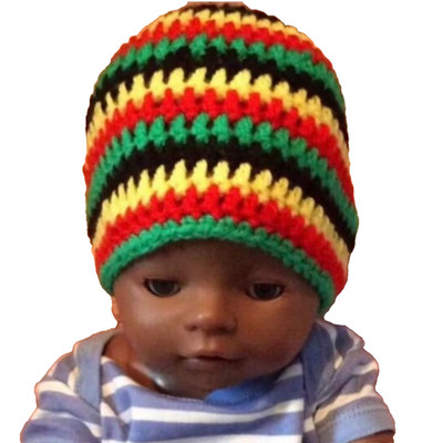 Handgefertigte Frühchen Frühchen Mütze Rasta Beanie 5-6 Pfund gestreift Boho Retro süß