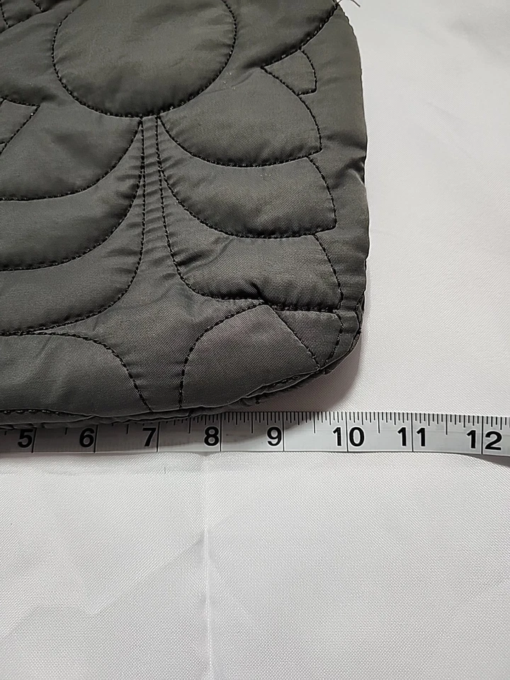 Fossil Key-Per Crossbody Bag Purse Gray Floral Quilted Brown Adjustable Strap - Image 4 of 4