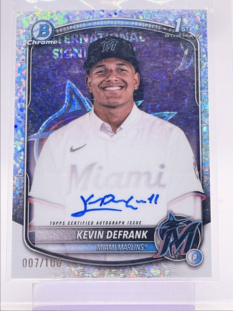 KEVIN DEFRANK 2025 BOWMAN CHROME 1ST AUTOGRAPH MINI-DIAMOND AUTO /100 Q3409
