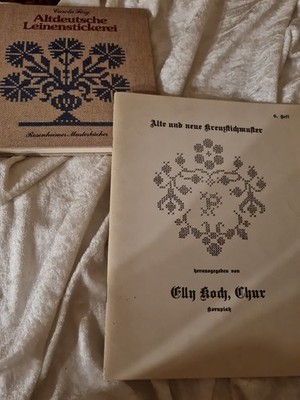Sticken Alte & Neue Kreuzstichmuster Elly Koch Rosenheimer Musterbücher Leinen..