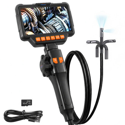 Dual Lens Articulating Borescope Camera, 6.2mm Borescope Endoscope 5'' IPS Screen