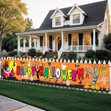 Katchon, Happy Halloween Banner For Outdoor - 120x20 Inch | multicolor 