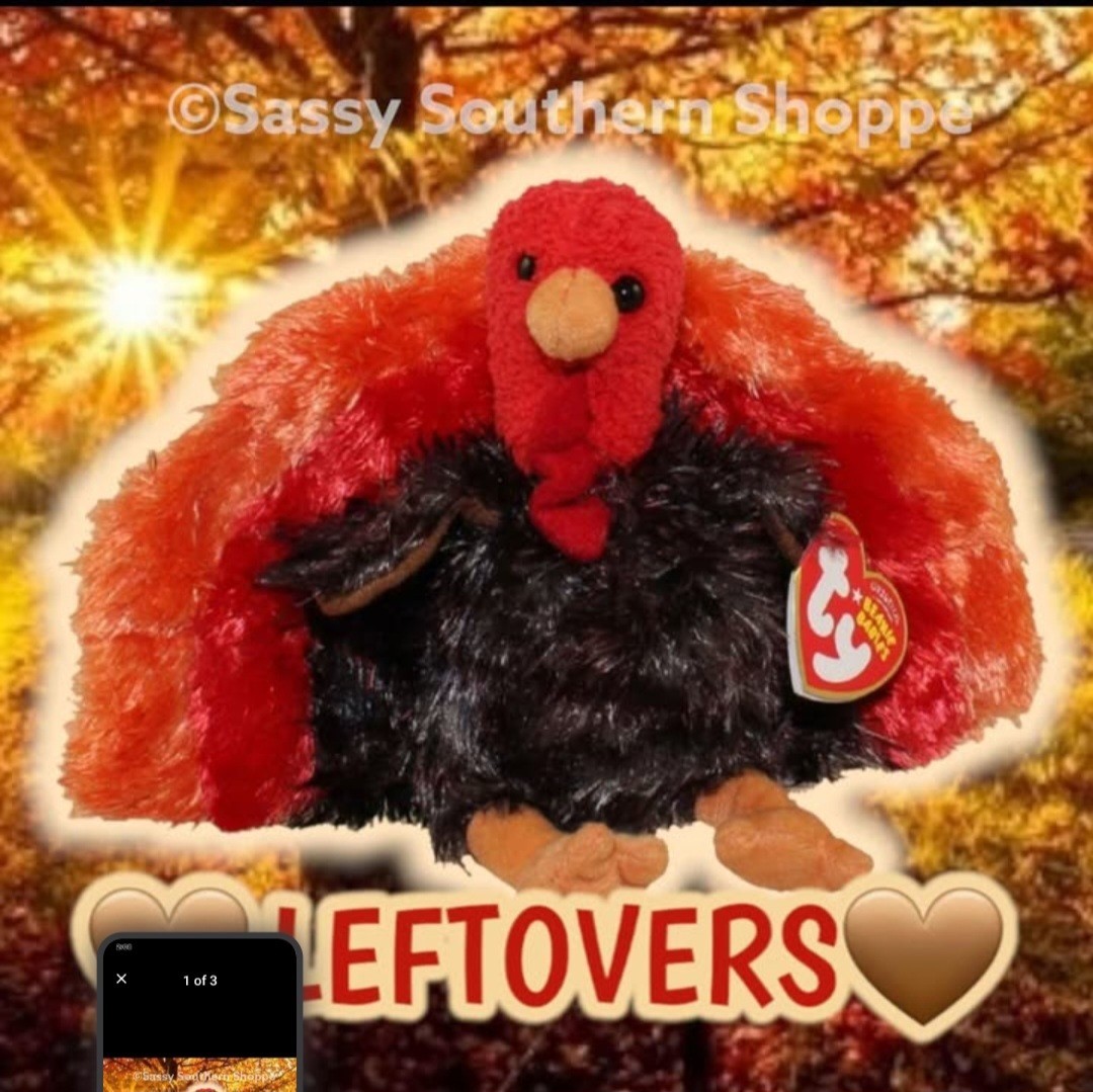 🦃 LEFTOVERS 🦃 2007 Ty Beanie Babies Colorful Thanksgiving TURKEY