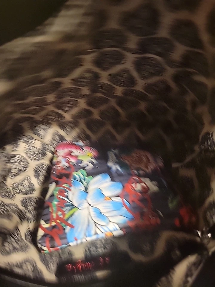 Juego de Bolso y Bolsa Ed Hardy Multicolor Tigre Floral Calavera Nuevo con Etiquetas Foto 4 de 4