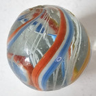 Antique German Latticino Multi Color Swirl Glass Marble +13/16" — photo 1