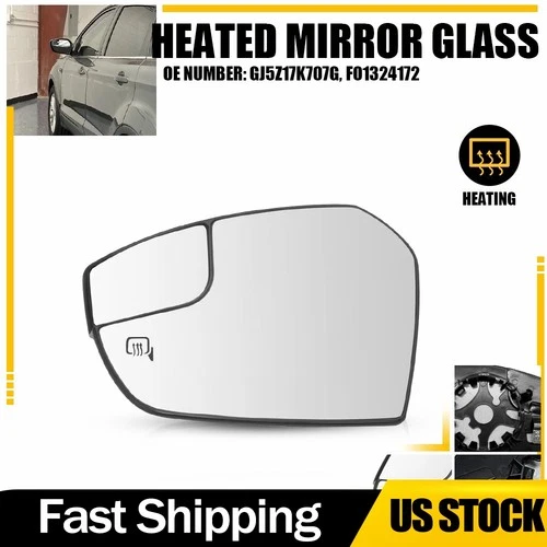Left Driver Heated Mirror Glass For 2017-2019 Ford Escape with Backing Plate