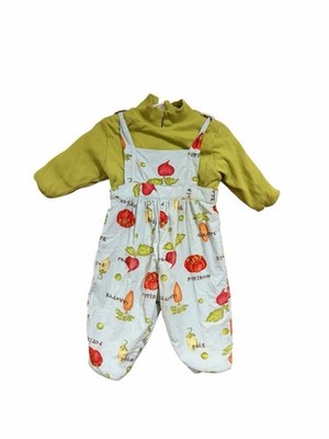 Babymini Par Catimini Corduroy Veggie Overalls Set 12M Cottagecore Farm Outfit