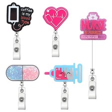 Cna Badge Holder 5 PCs Acrylic Badge Reel with  Clip S1P64553