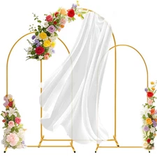 Metal Arch Backdrop Stand Set of 3 (7.2FT,6.6FT,6FT), Gold Wedding Arch Frame...