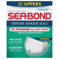 Sea Bond Denture Adhesive Seals Tight Hold Cushiony Fresh Mint Zinc Free 30ct