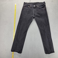 Levis 501 Jeans Mens Gray Charcoal Wash Straight Regular Button Fly Fits 30x27