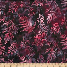 Hoffman Batiks Fabric - Bali Batik - Burgundy Leafy Branches X2627-38