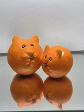 Enesco Home Grown Orange Cat & Kitten Figurine 2005 #4004839 Anthropomorphic Vtg