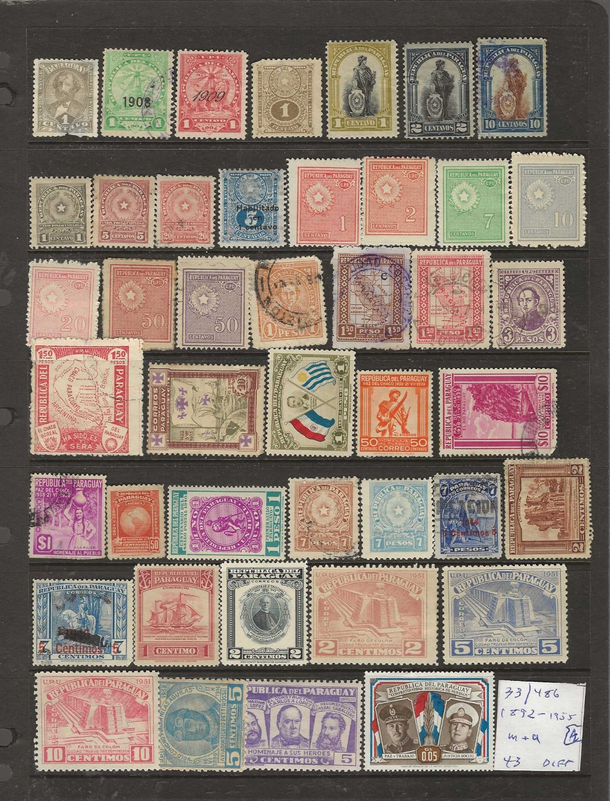PARAGUAY...Sc #33/486...Mint & Used...1892/1955...43 Different
