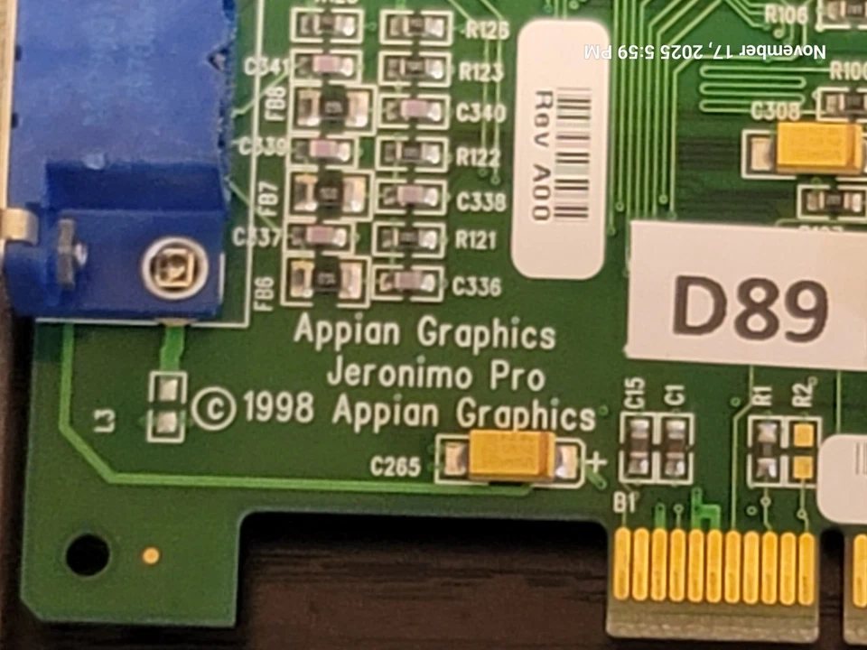 JERONIMO PRO APPIAN GRAPHICS 16MB Permedia Dual VGA PCI VINTAGE VIDEO CARD #D89 - Image 4 of 4