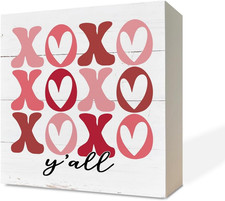 Valentines Wood Signs, Wooden Box Sign Desk Decor, XOXO Sign, Valentine'S Day Ta