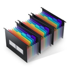 Plastic Expanding Hanging File Folders, 7 Innovative 1.2" Accordian Pockets, ...