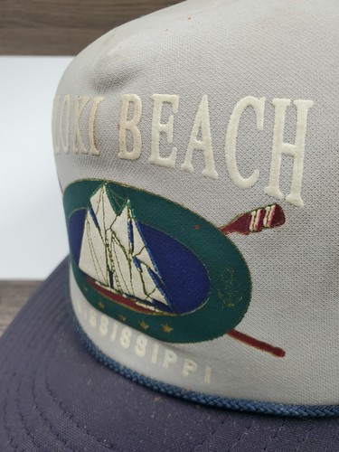 VINTAGE Biloxi Beach Mississippi Segelboot Trucker Mütze Kappe Puff Logo Segeln - Bild 5 von 9