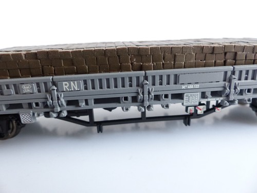 ELECTROTREN E6543 WAGON PLAT A ESSIEUX R.N. CHARGE DE TRAVERSES DE BOIS Ep III - Picture 4 of 5