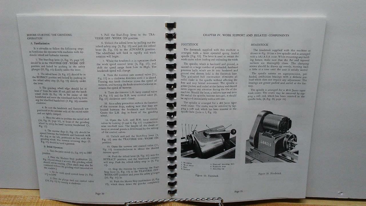 Landis 1R 6” x 18” Grinder Operator’s Handbook & Parts Manual eBay