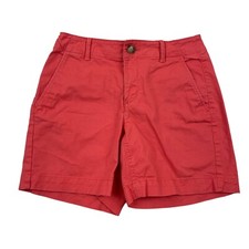Loft CURVY The Washed Twill Coral Chino Shorts 6" Inseam Stretch Size 00