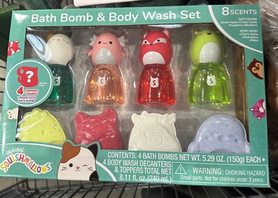 Squishmallow Bath Bomb & Body Wash Set 8 Pack W/Surprise Charms NEW