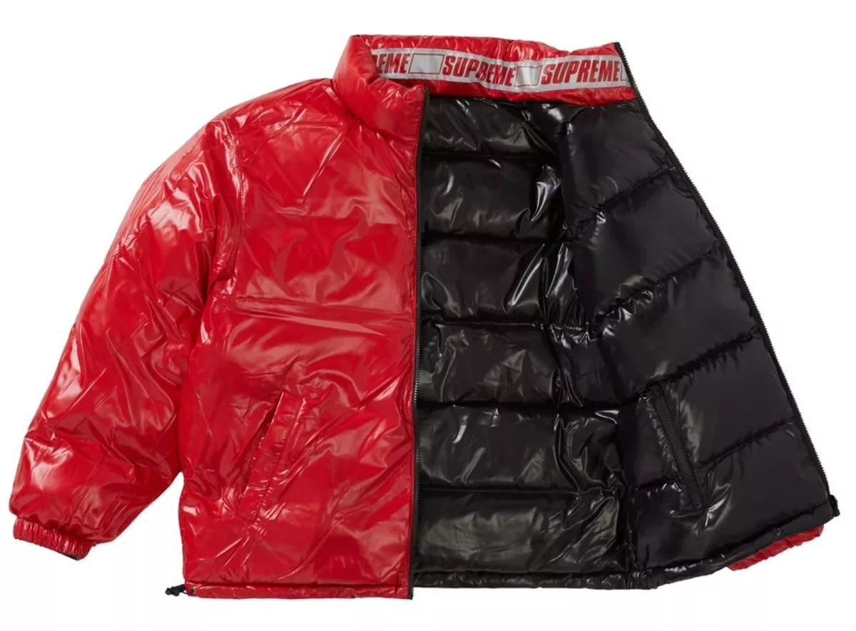 SUPREME:) SS20 Shiny Reversible Puffy Jacket SMALL Red/Black 100% NEW AUTHENTIC