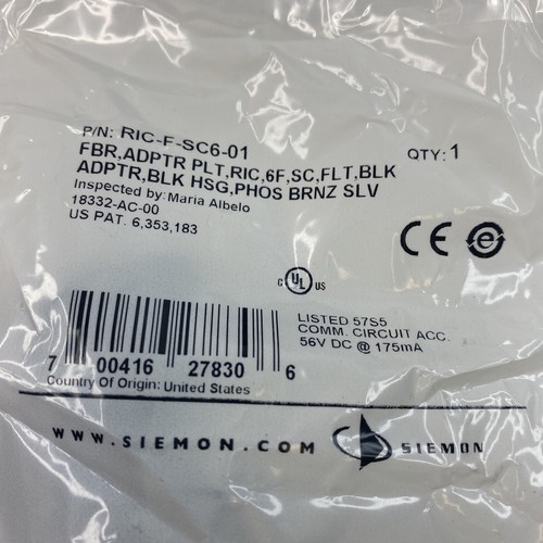 Placas adaptadoras planas de paquete rápido SIEMON RIC-F-SC6-01, 6 fibras 3 Connect SC dúplex - Imagen 6 de 6