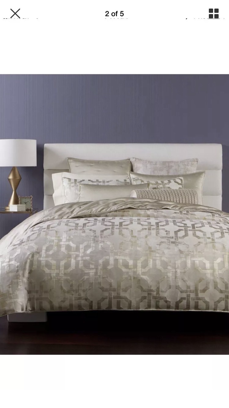 Hotel Collection Fresco F/Queen Duvet Cover+4Shams+Pillow, Gold Tone eBay