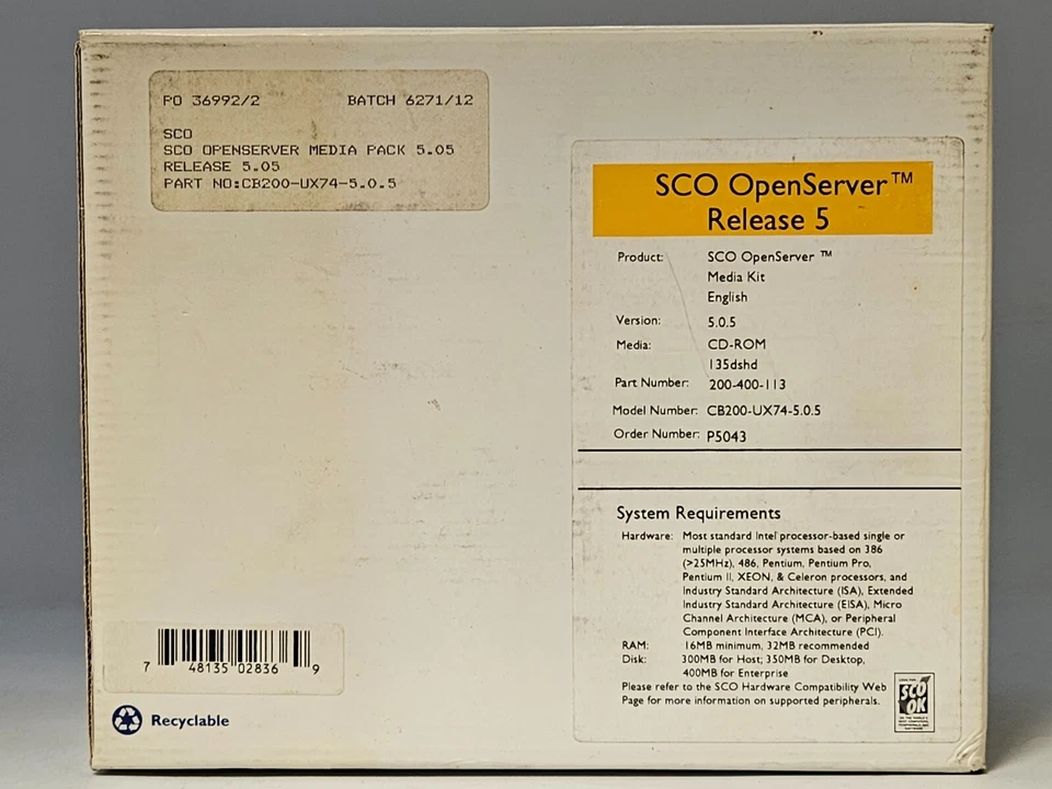 Vintage SCO OpenServer Release 5.0.5 - Image 3 of 4