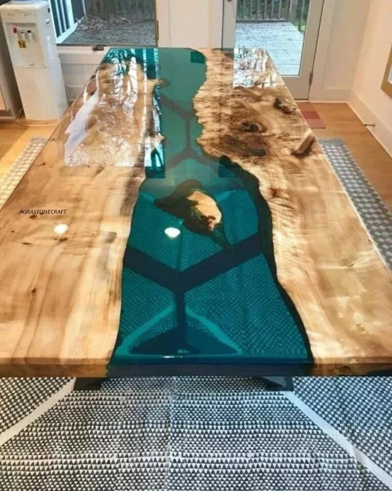 Handcrafted Epoxy Resin River Dining Table. Handcrafted Home Decor Art - Image 2 of 4
