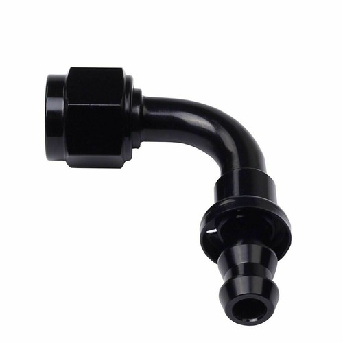 Black AN8 8AN 90 Degree Hose End Fitting Push Lock / Push On Adapter Universal - Afbeelding 5 van 11