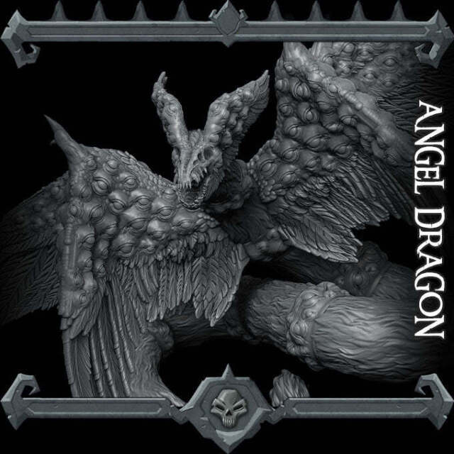 ANGELO DRAGO - Modello in resina grande - Dungeons and Dragons | Gioco da tavolo-