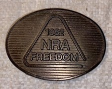 VINTAGE 1982 NRA FREEDOM BRASS BELT BUCKLE