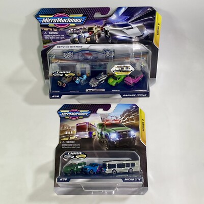 Micro Machines Series 2 RARE CHASE Silver Garage Icons Recluse & Micro City Bus