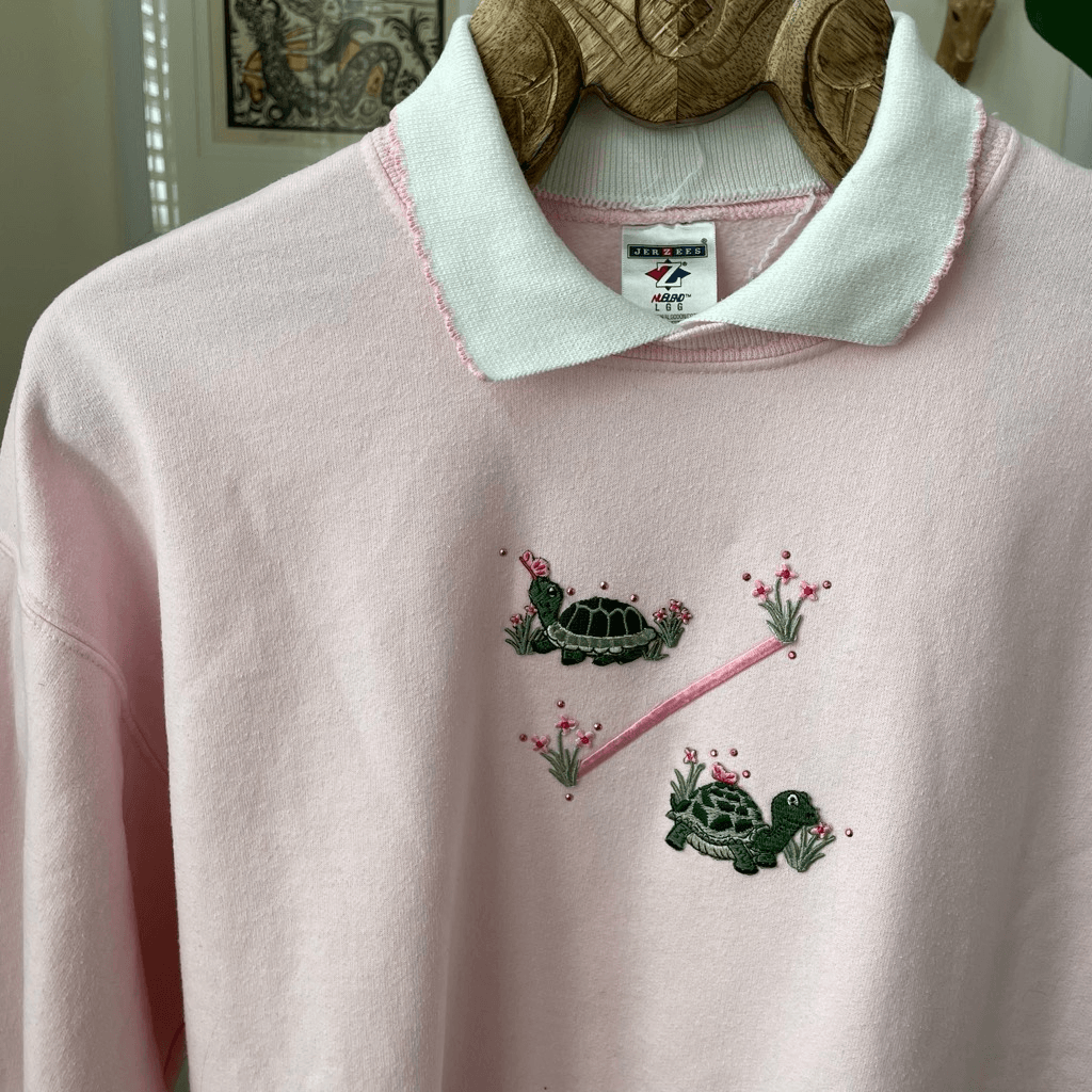 Vintage 80s 90s Turtle Polo Collar Sweatshirt Pink Oversized Vintage 80s 90s Turtle Polo Collar Sweatshirt Pink Oversized