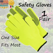 Yellow Safety Gloves with Grip Dots ~One Size Fits Most ~Tool Bench Hardware