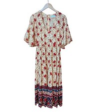Faithfull the Brand by Anthropologie Maxi Dress Floral V Neck Bohemian Size S