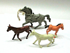 Group Four Vintage Plastic Toy Farm Set Animals Cowboy Horse Donkey Pony