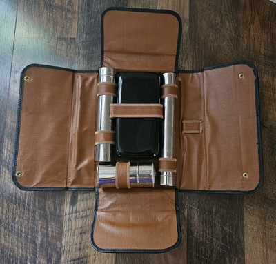 Vtg Gents Grooming Travel Kit 1940's Faux Leather Florence Mfg Mass