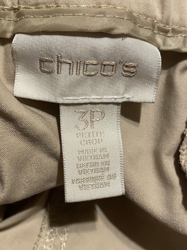 Pantalone Chico’s donna taglia 3P Petite XL marrone crop Capri cargo tasche cachi - Foto 2 di 16
