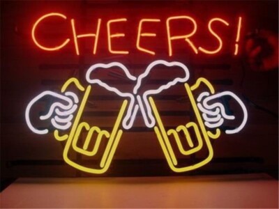 Cheers Beer Cups 20''x16'' Neon Light Sign Lamp Garage Show With Dimmer