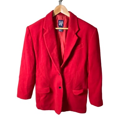 さ　90s Old GAP Wool Blend Jacket Vintage 90s Gap Red Two Button Wool Blend Blazer Sz L | eBay